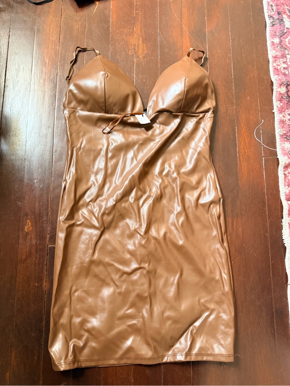AKIRA Brown Faux Leather Mini Dress